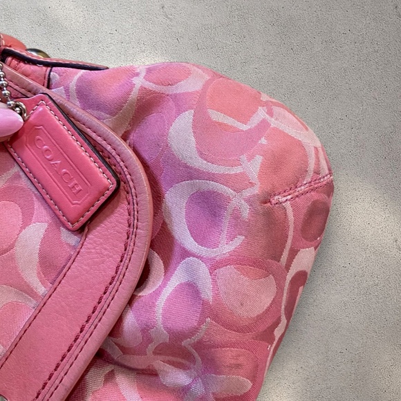 Rare Vintage Coach Pink Monogram C Signature Zoe Hobo Shoulder Bag - Picture 7 of 10